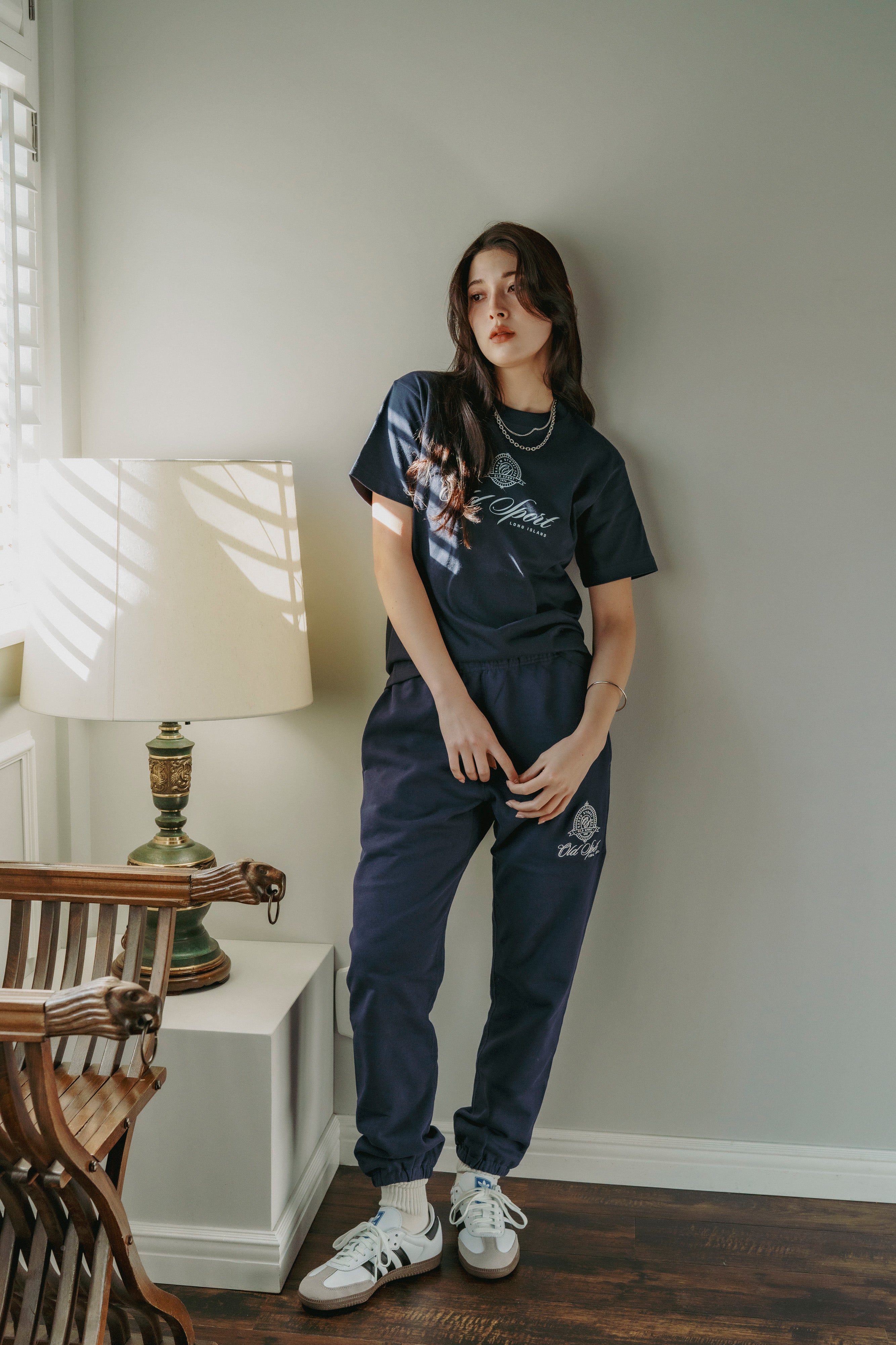 エンブレムスウェットパンツ NAVY