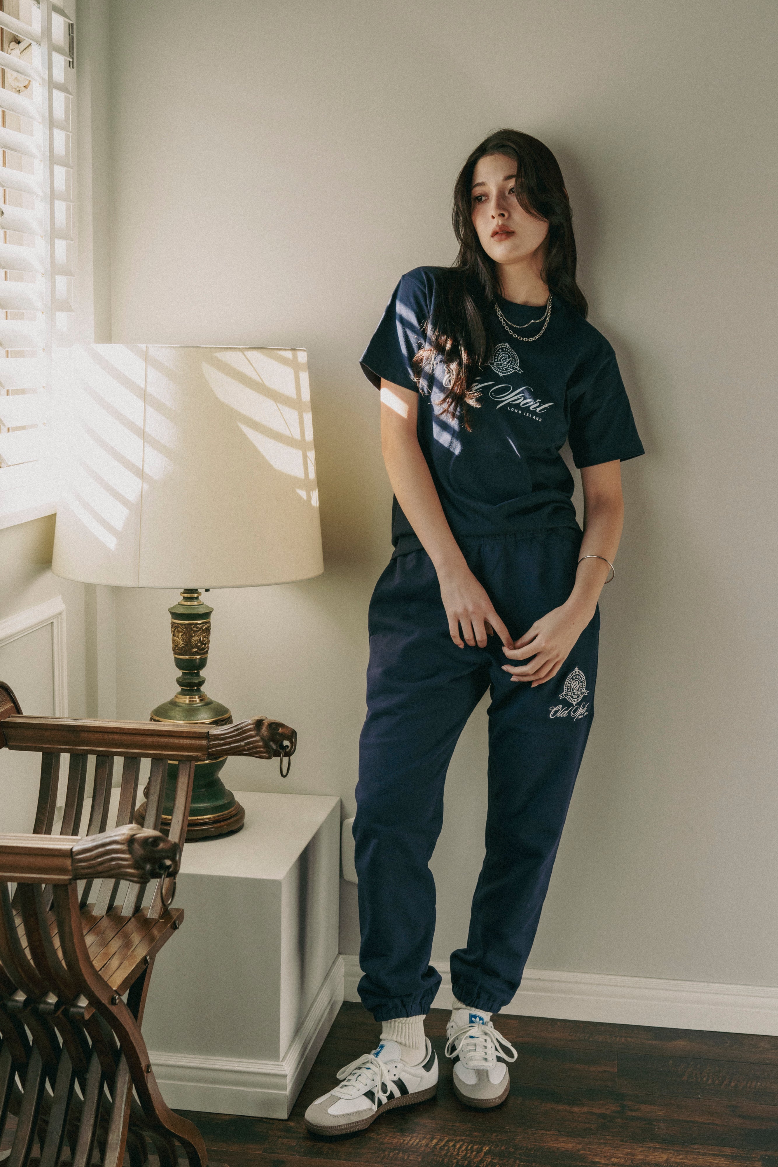 エンブレムスウェットパンツ NAVY