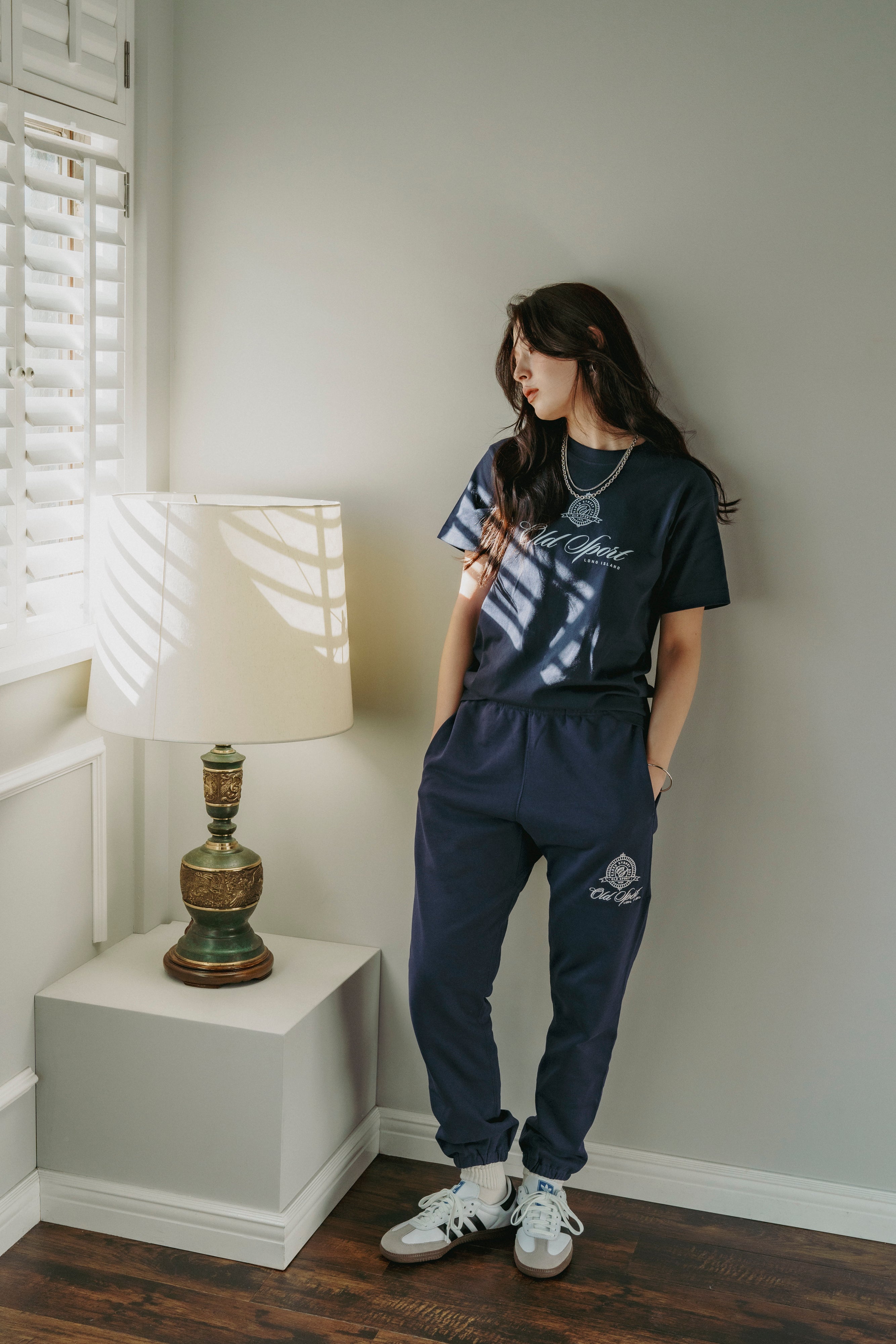 エンブレムスウェットパンツ NAVY