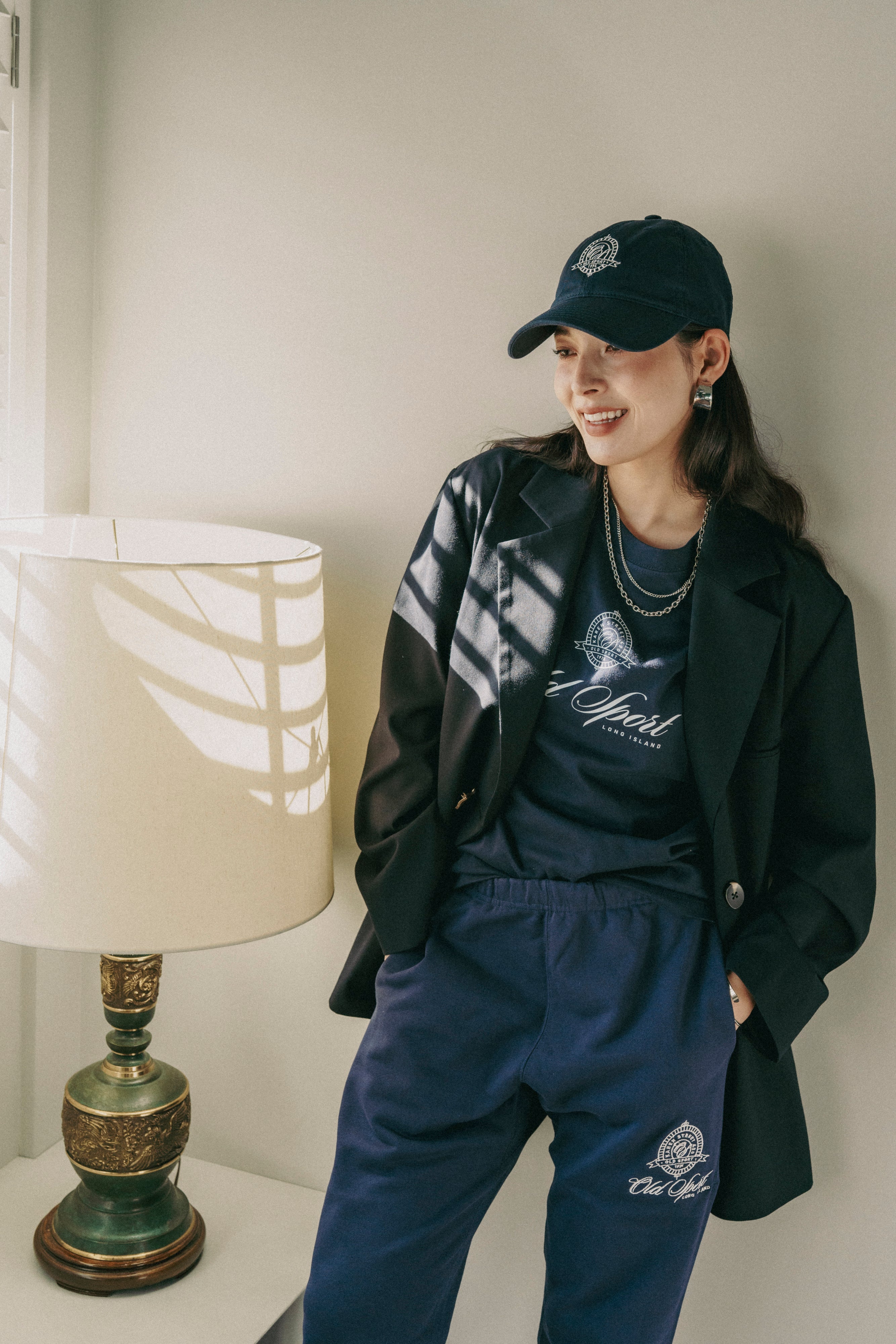 エンブレムスウェットパンツ NAVY