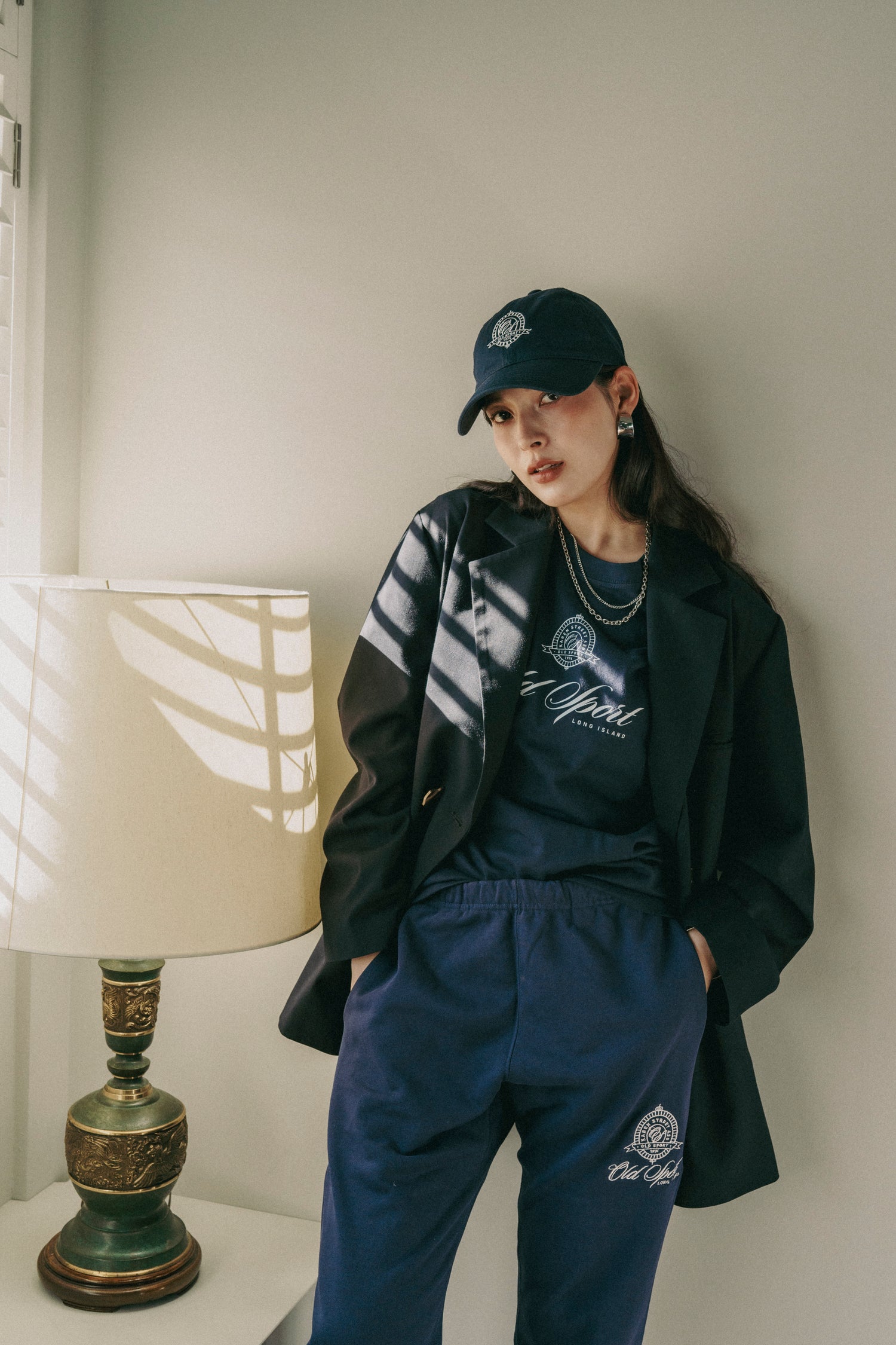 エンブレムスウェットパンツ NAVY