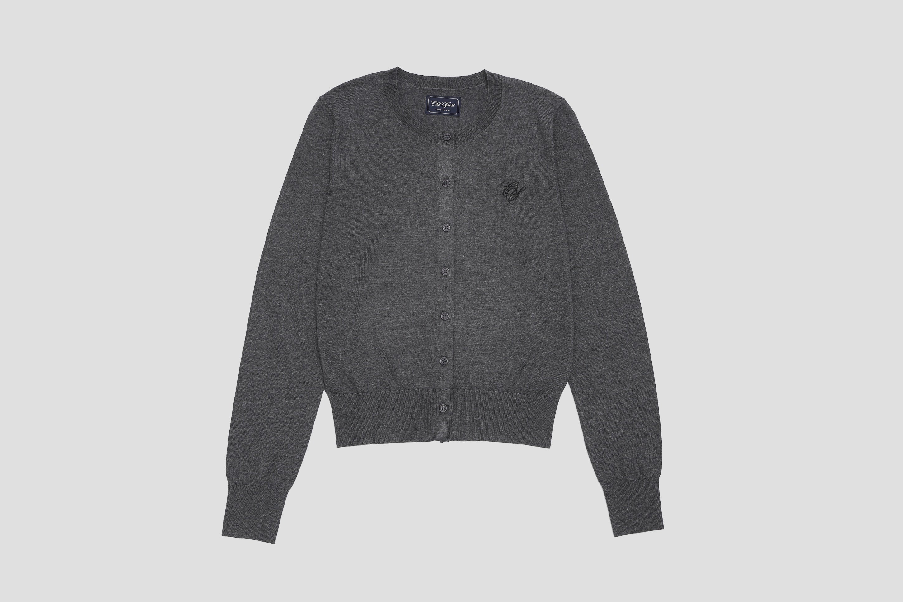 *Pre-Order* OSロゴ刺繍ニットカーディガン GRAY