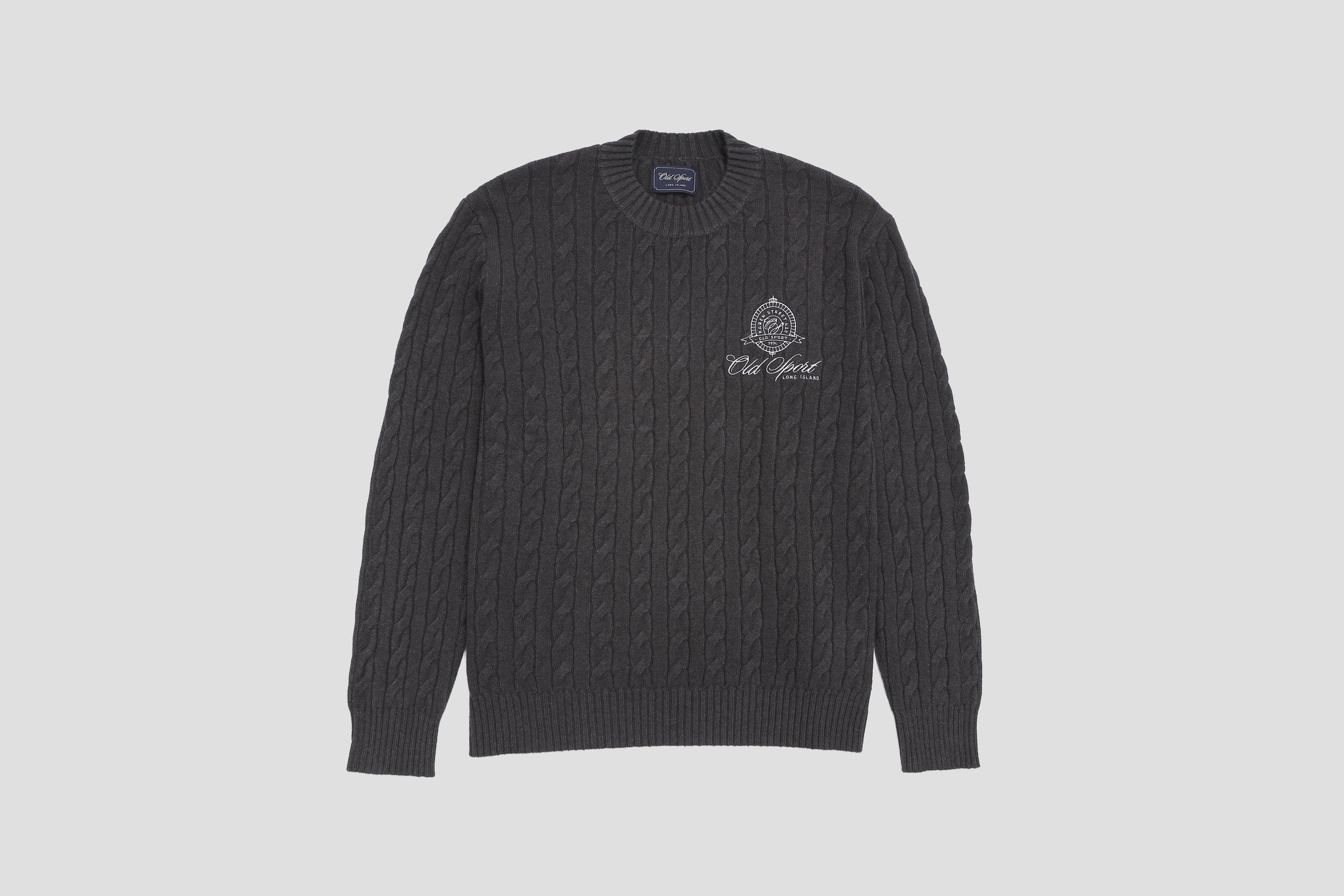 *Pre-Order* エンブレム刺繍ケーブルニットプルオーバー DARK GRAY
