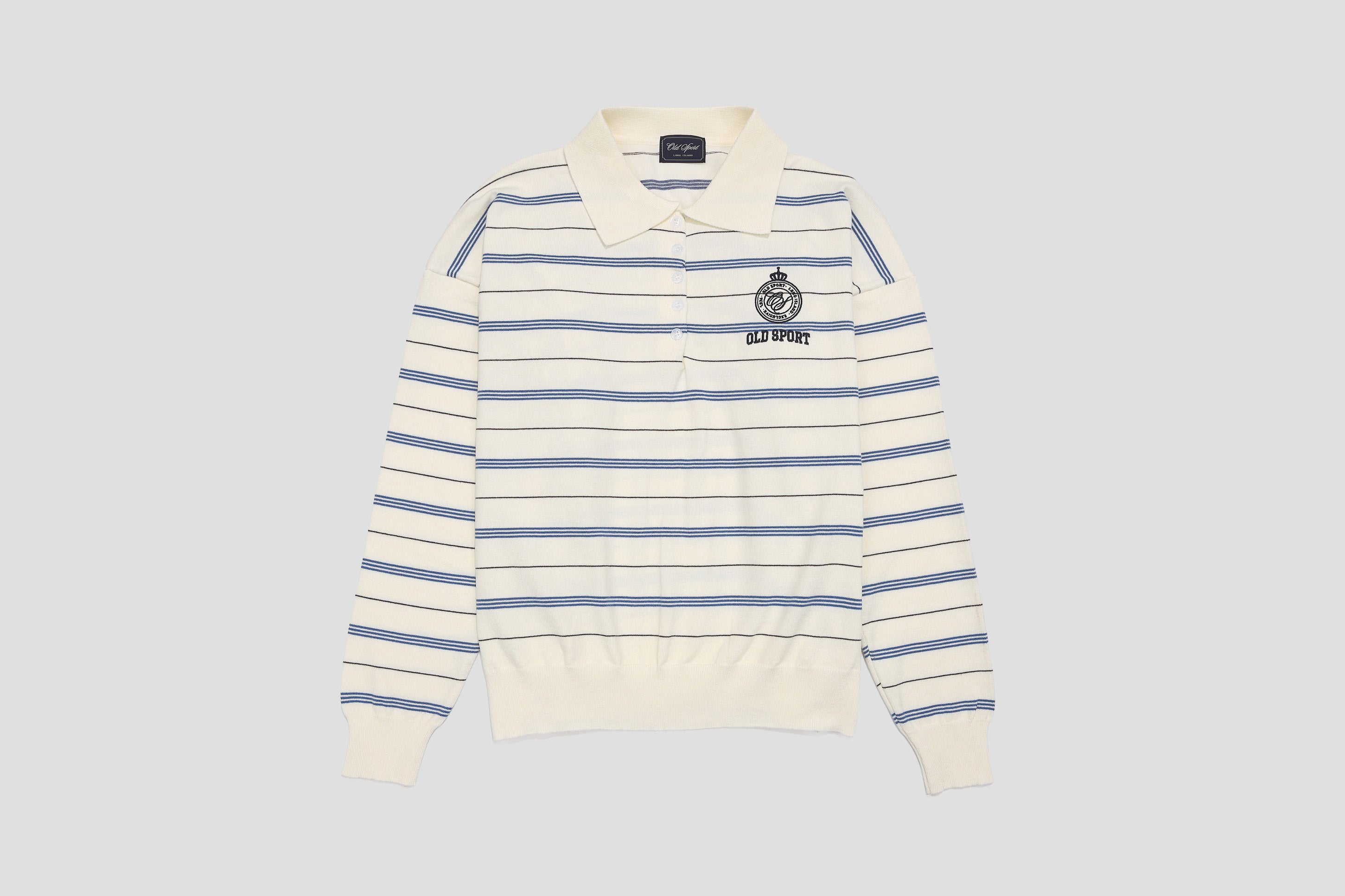 *Pre-Order* バーシティロゴ刺繍ボーダーニットポロ WHITE