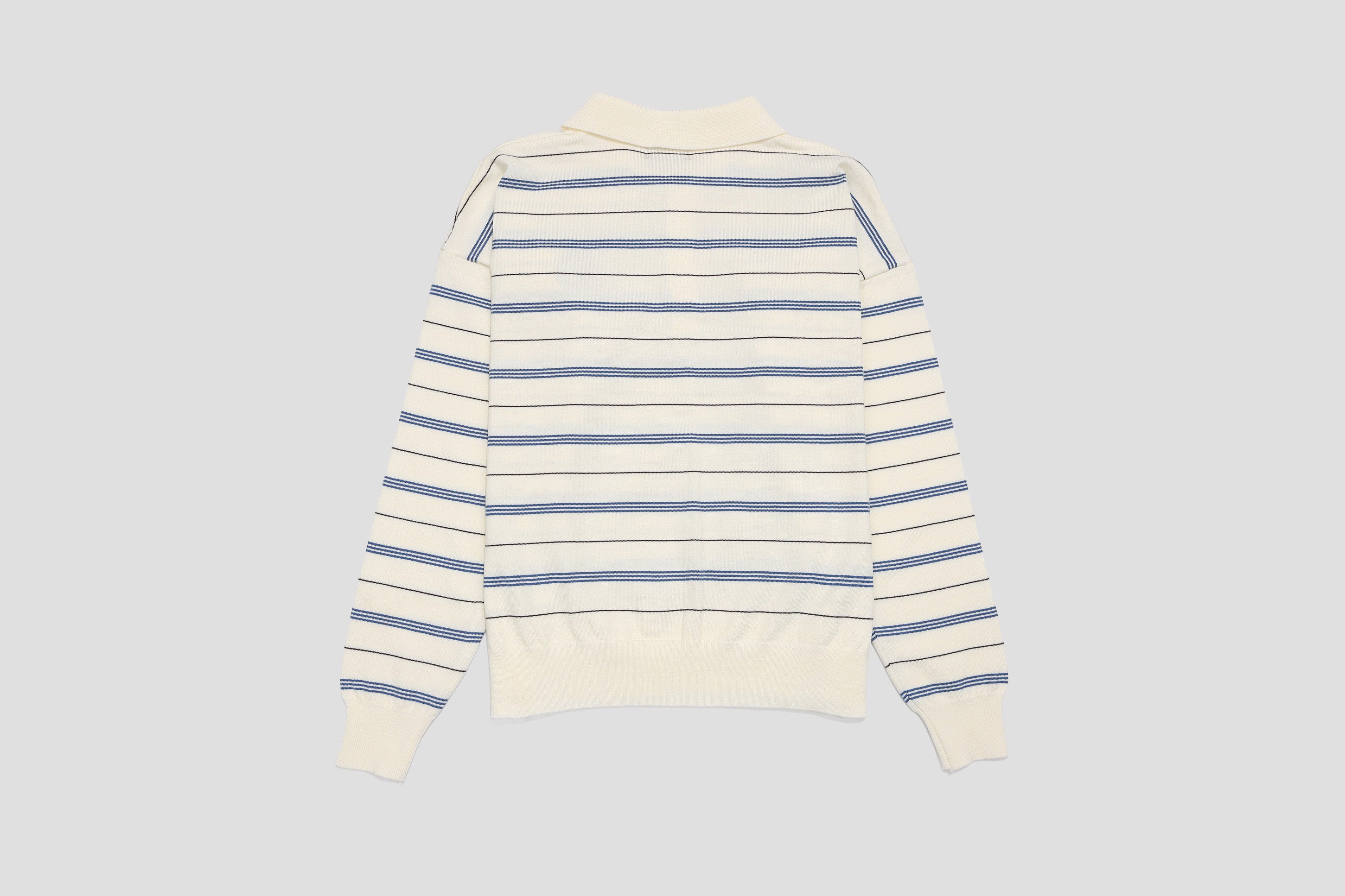 *Pre-Order* バーシティロゴ刺繍ボーダーニットポロ WHITE
