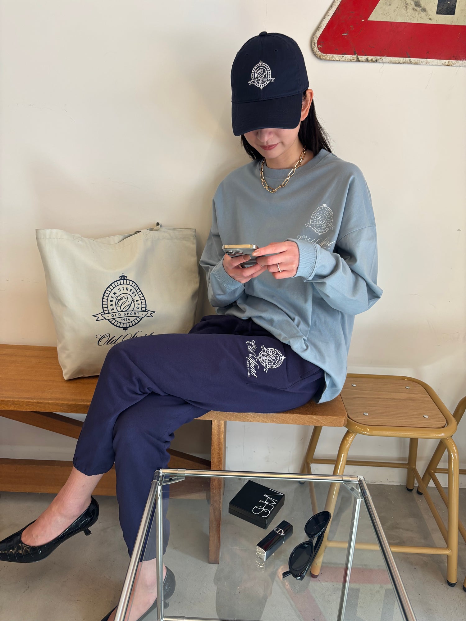 エンブレムスウェットパンツ NAVY
