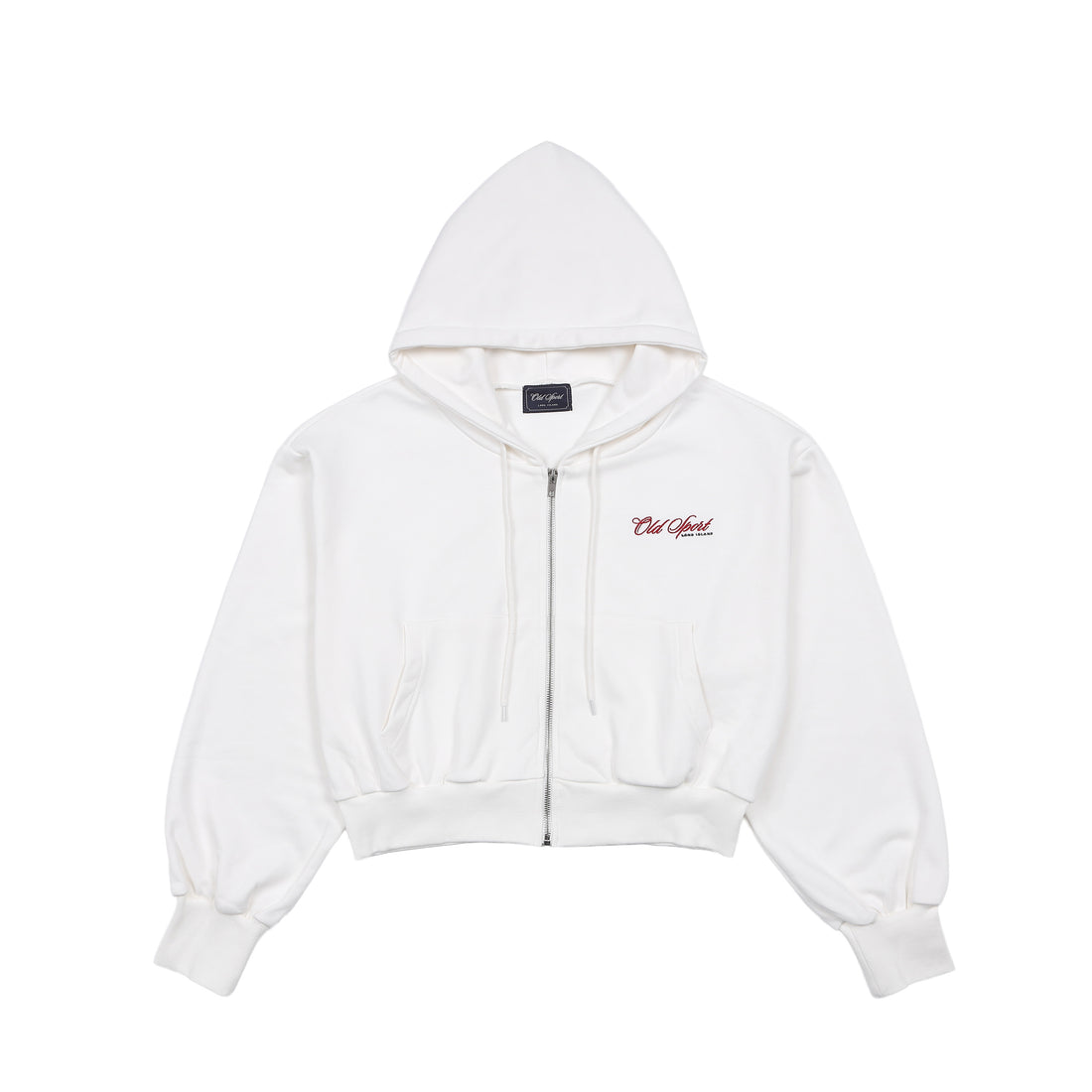 Old Sportロゴ刺繍ジップパーカー WHITE