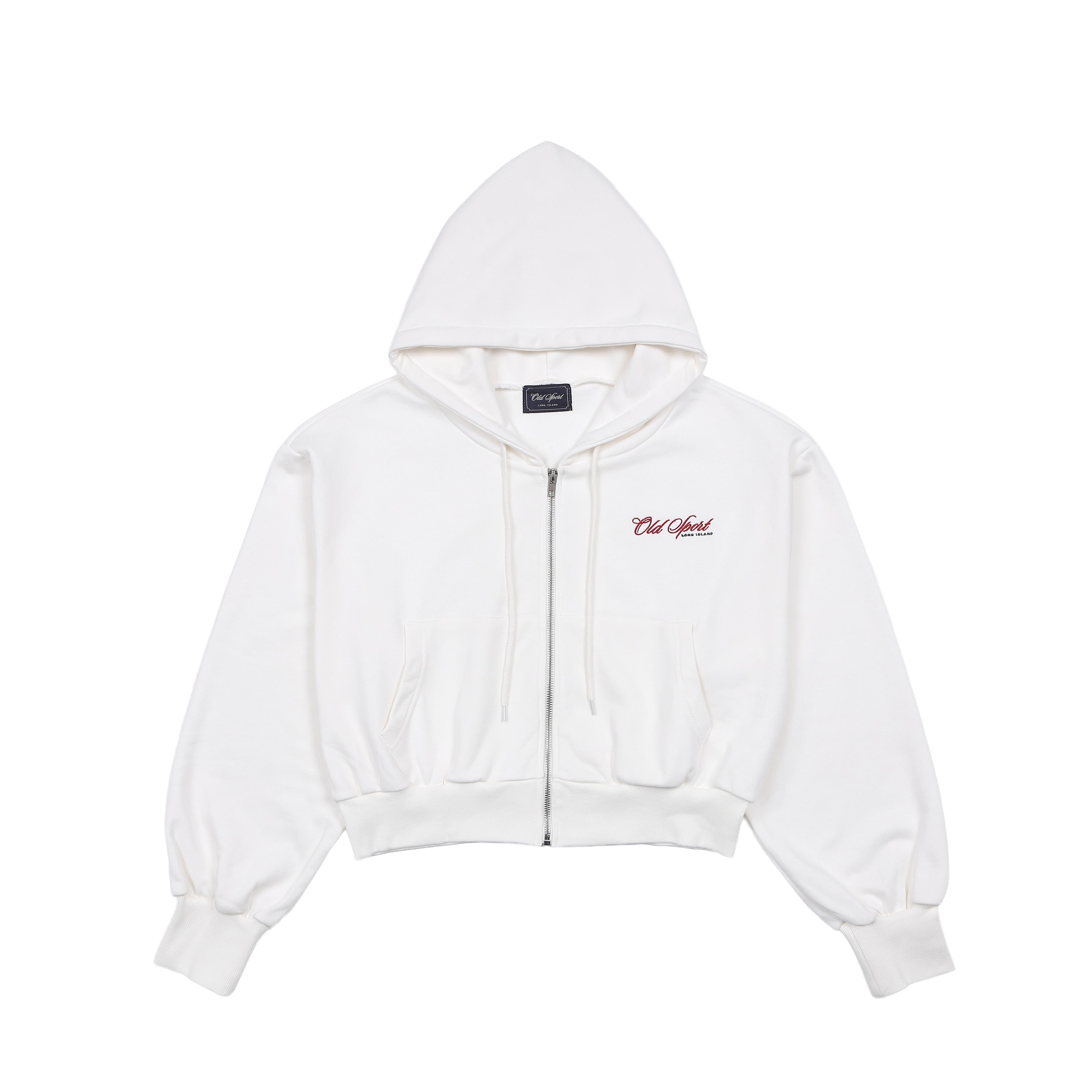 Old Sportロゴ刺繍ジップパーカー WHITE