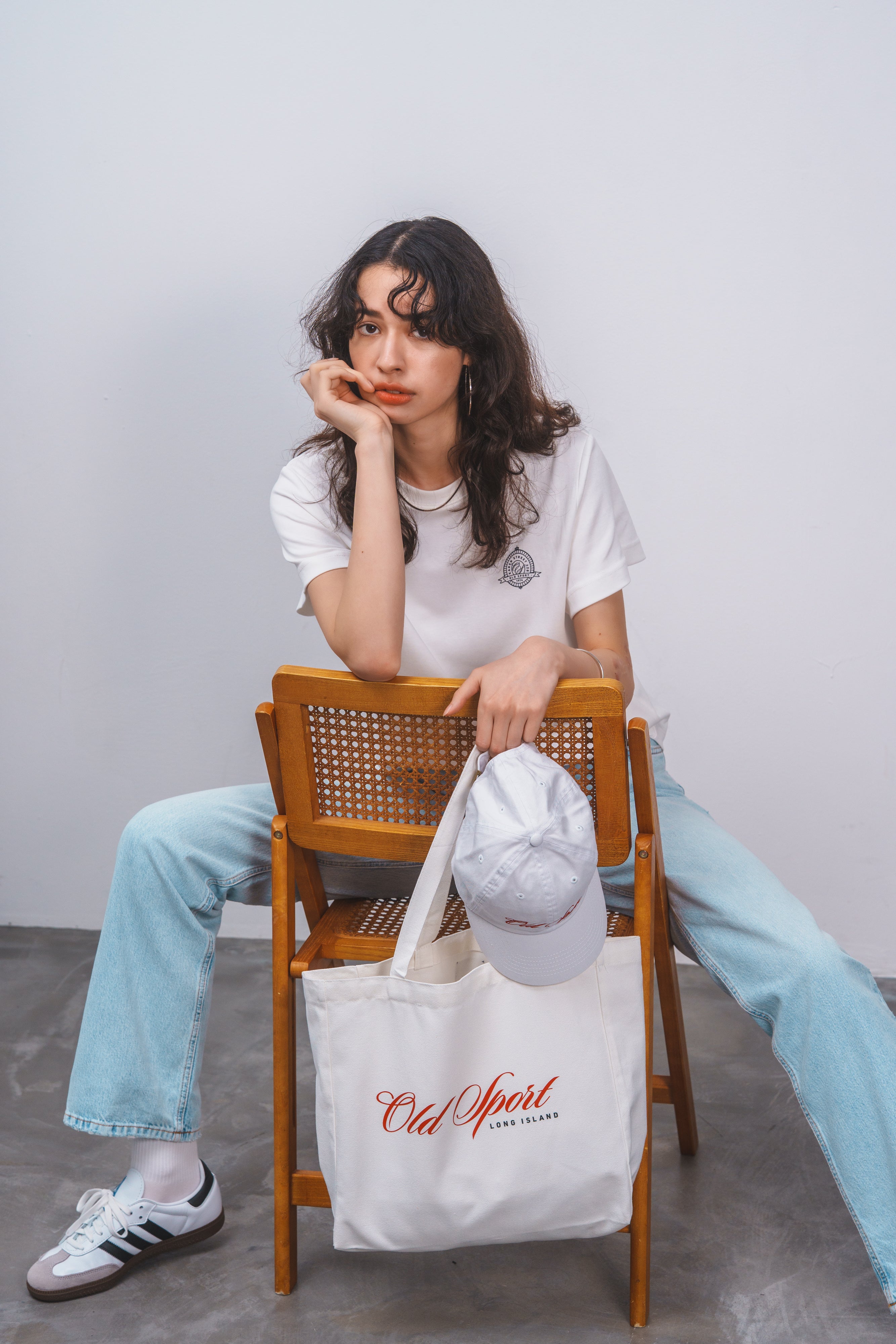 Old Sportロゴプリントトート WHITE