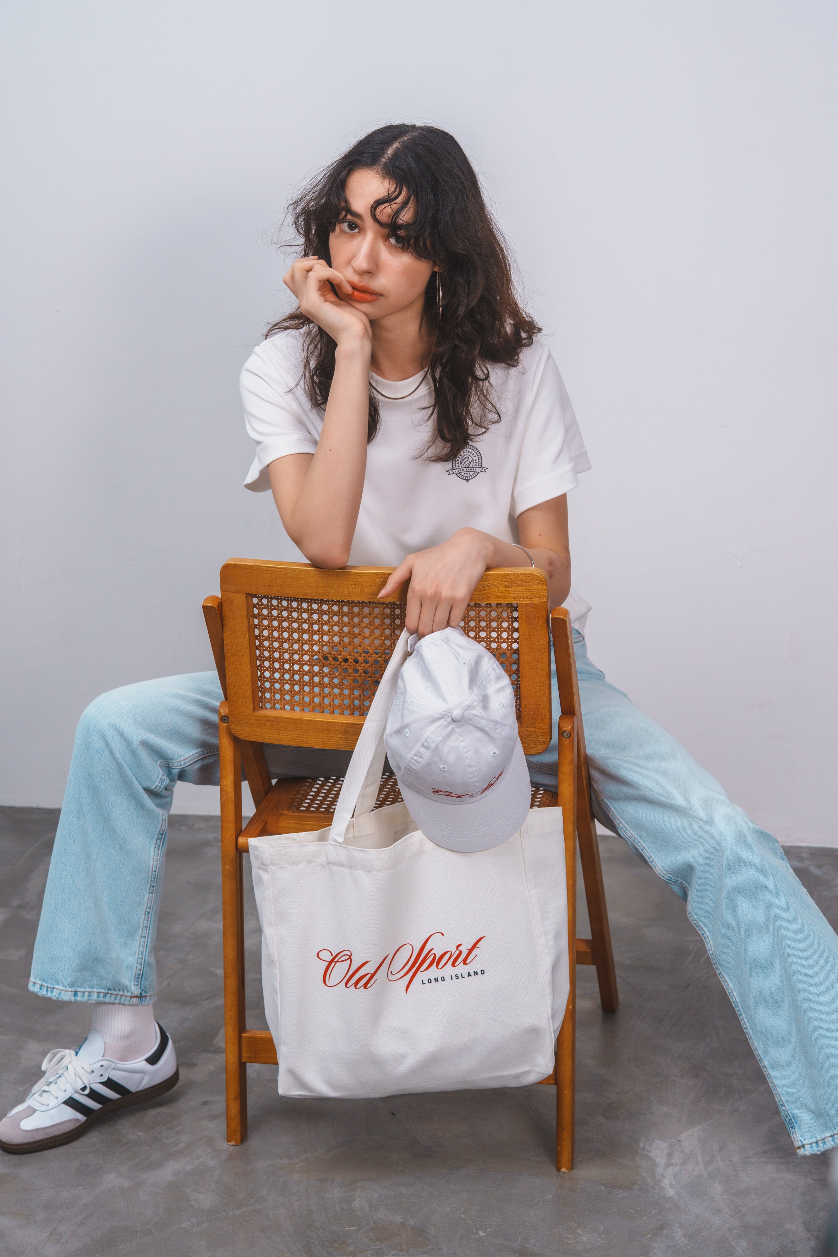 Old Sportロゴプリントトート WHITE