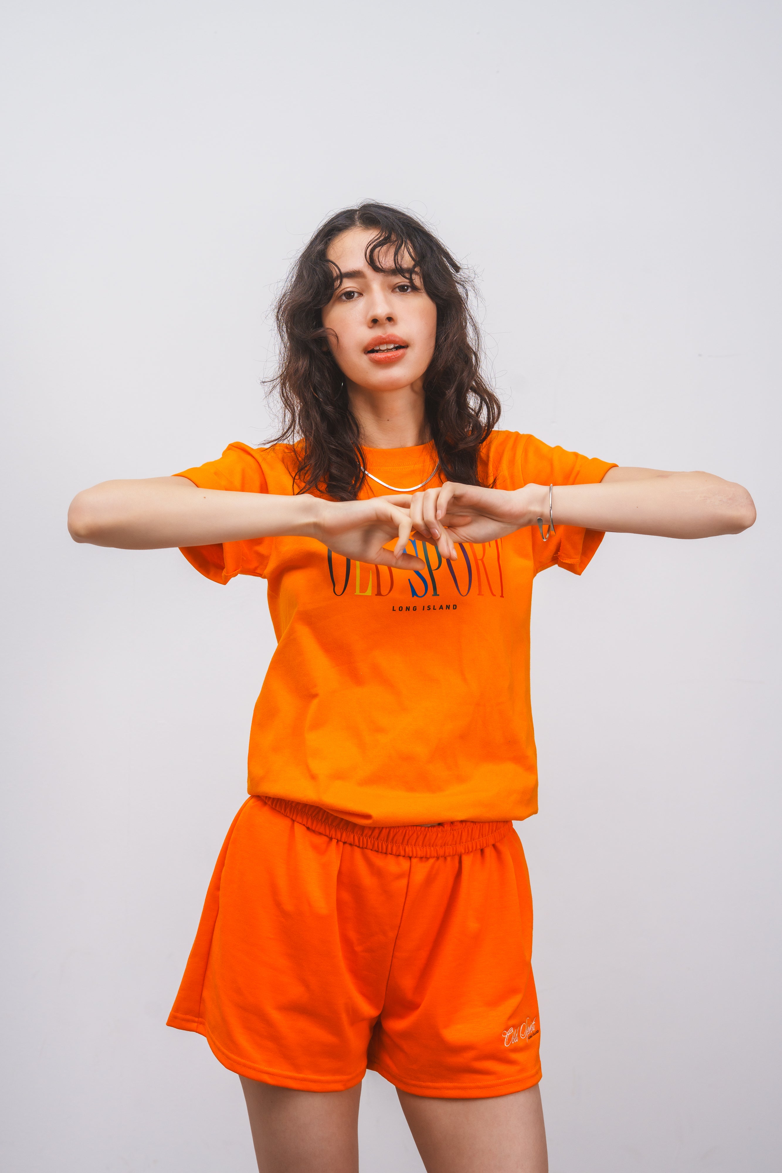 Old Sportロゴ刺繍ショートパンツ ORANGE
