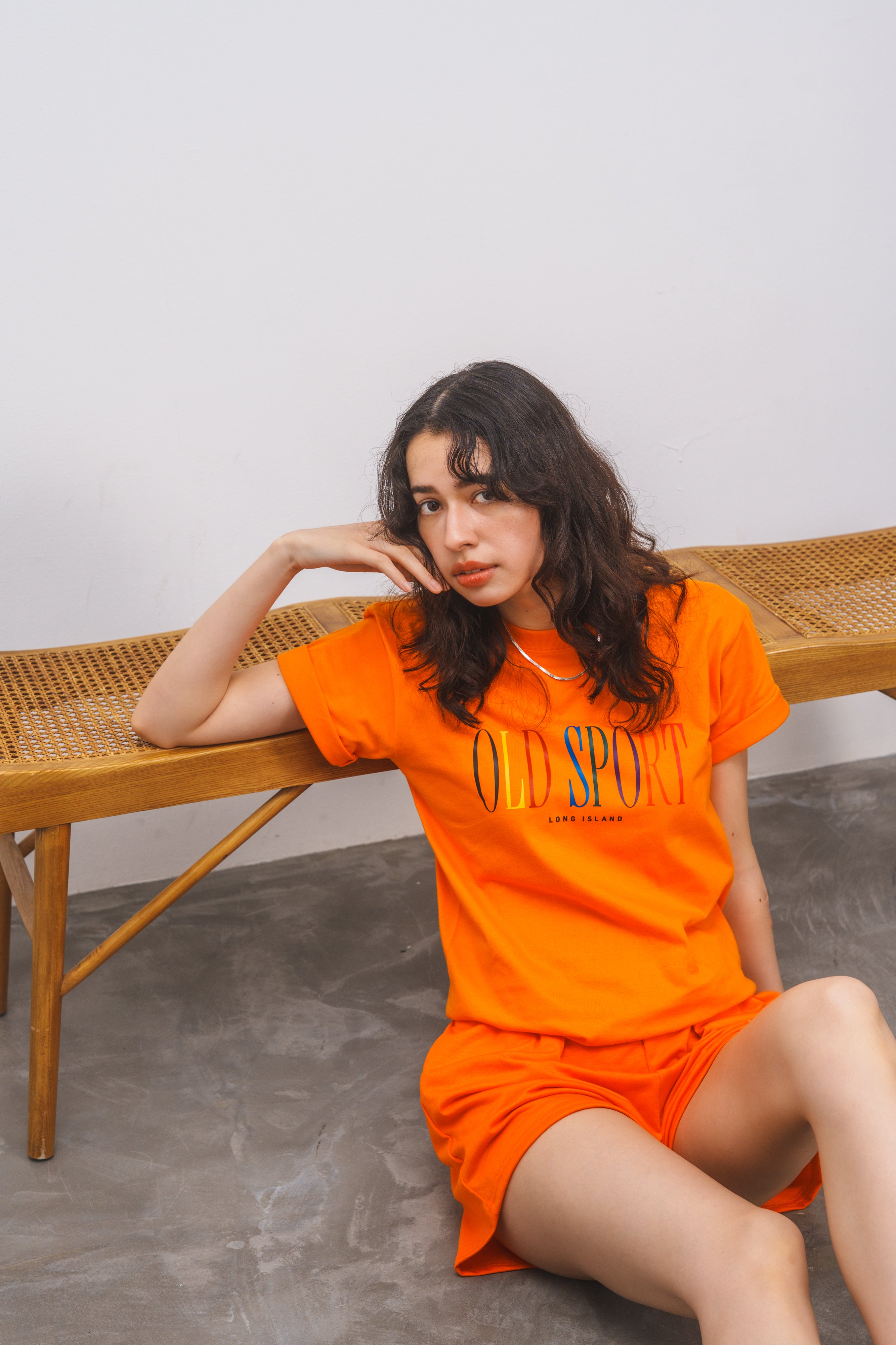Old Sportロゴ刺繍ショートパンツ ORANGE