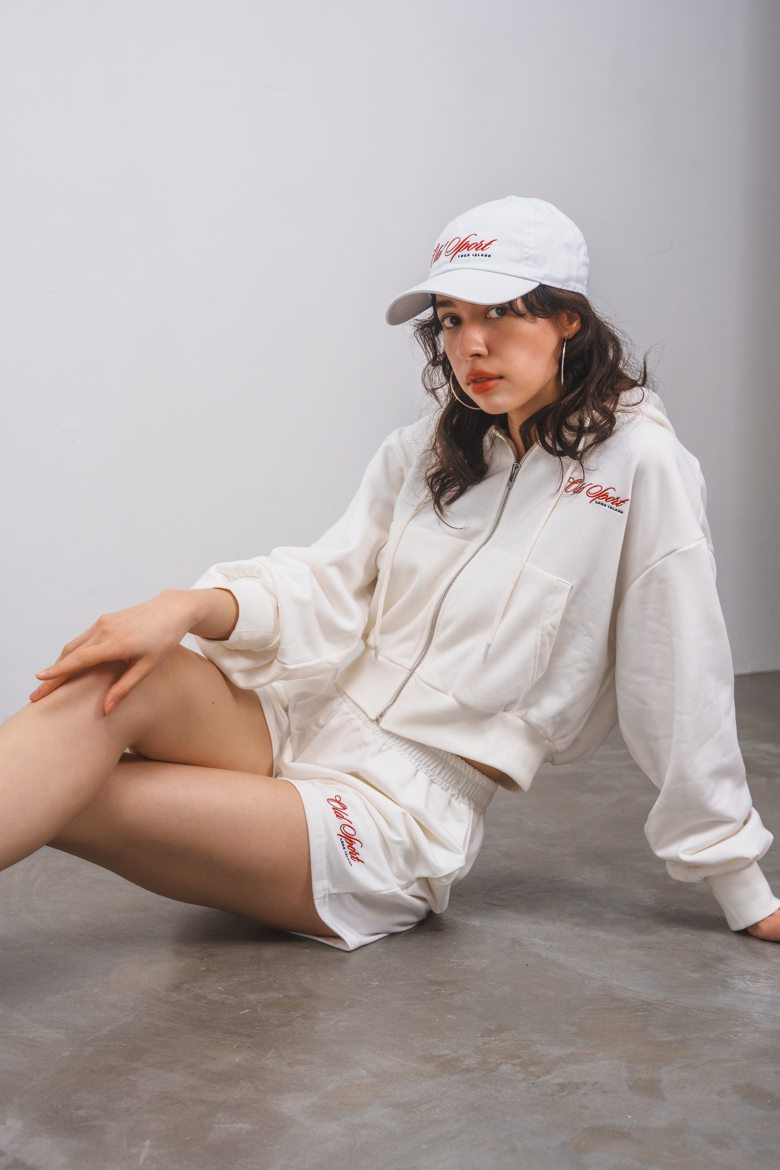 Old Sportロゴ刺繍ショートパンツ WHITE