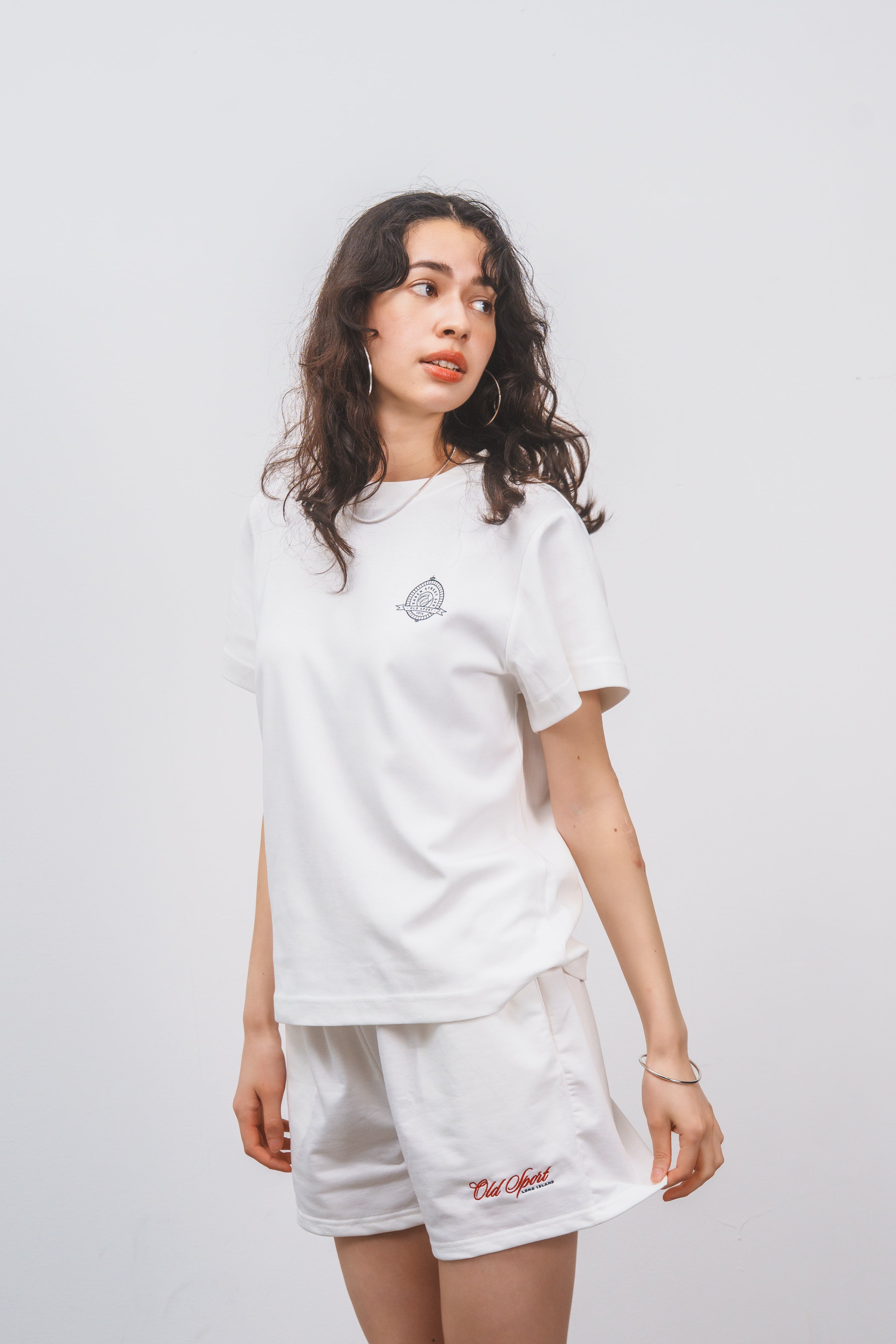 Old Sportロゴ刺繍ショートパンツ WHITE