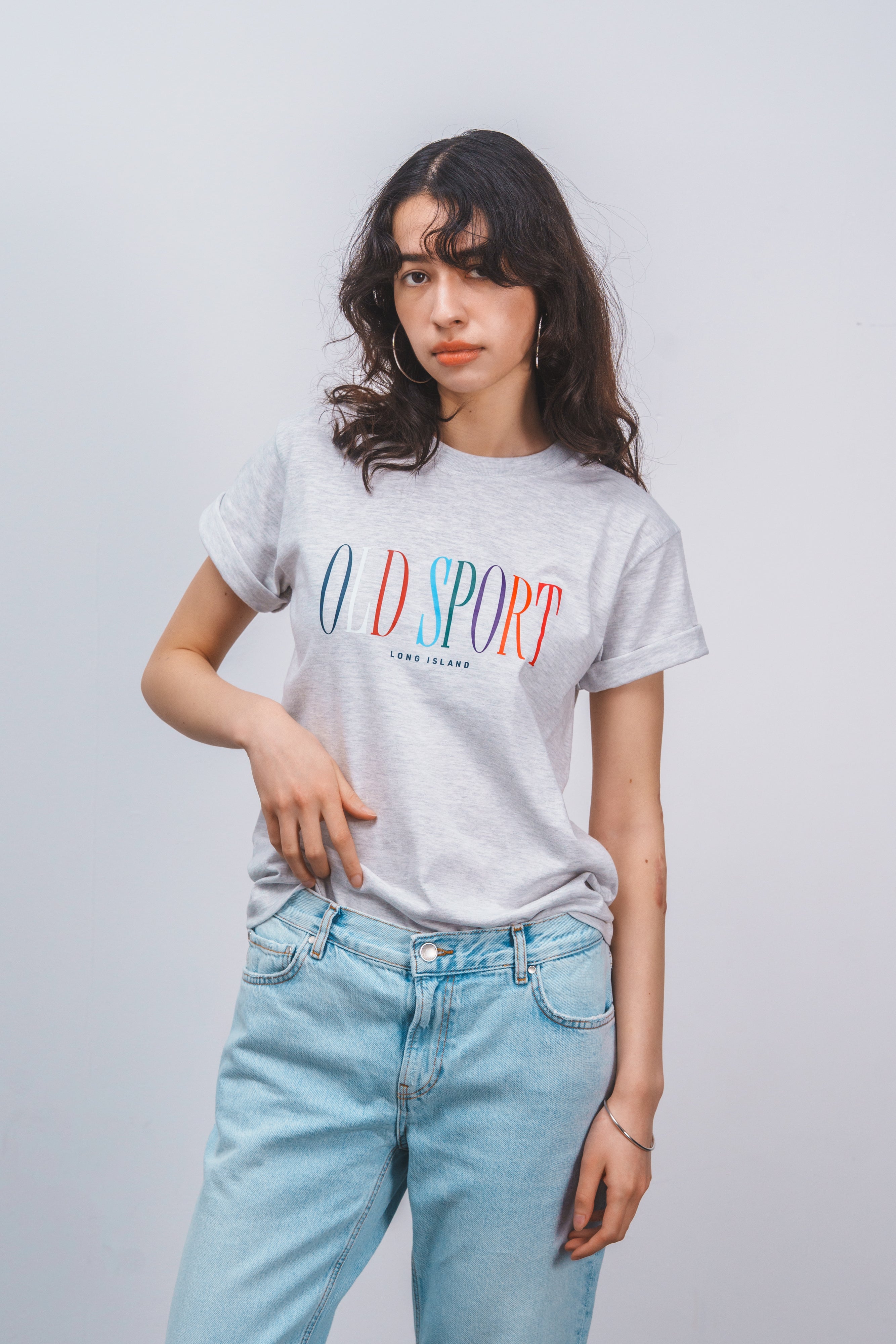マルチロゴプリントTシャツ LGRAY