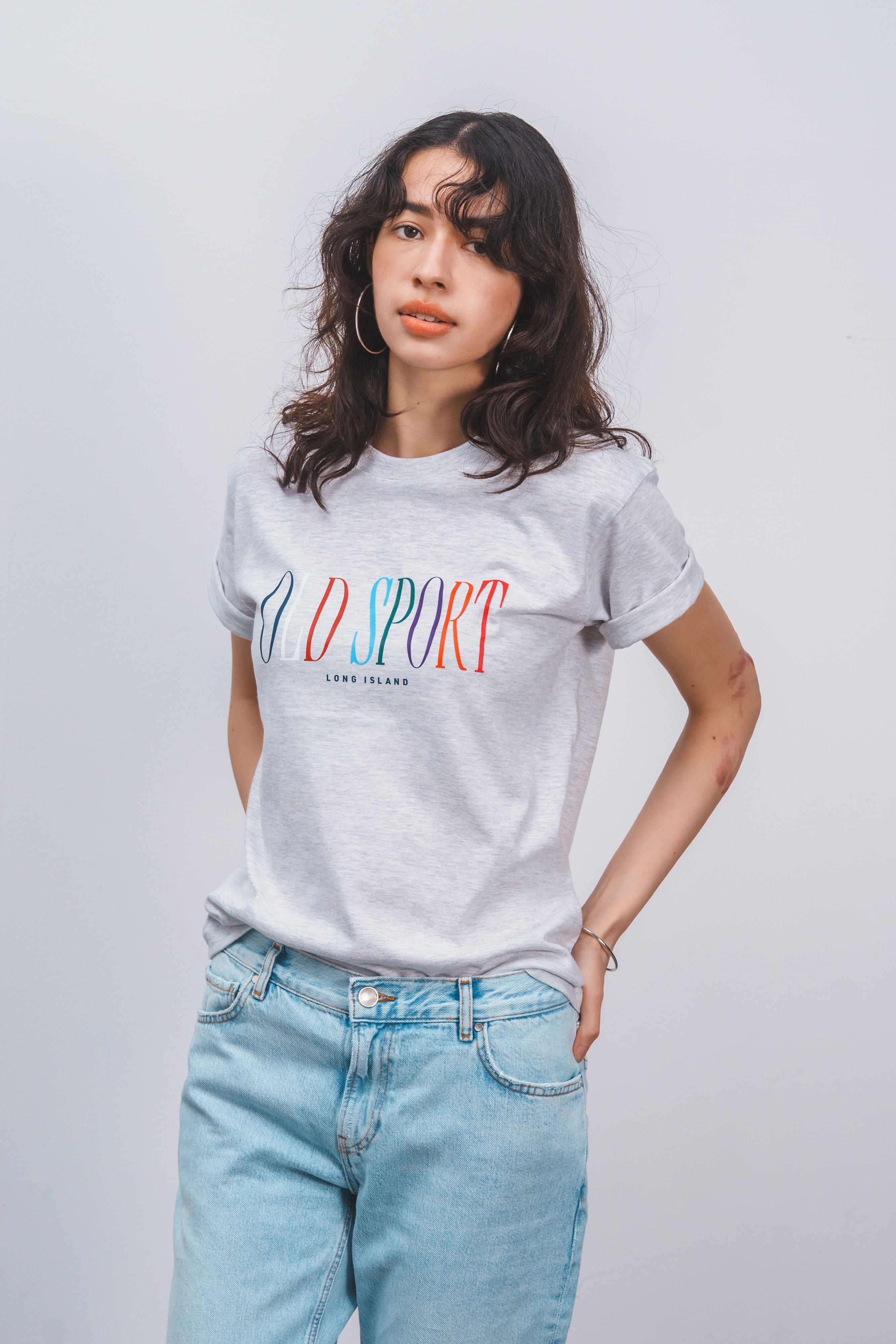 マルチロゴプリントTシャツ LGRAY