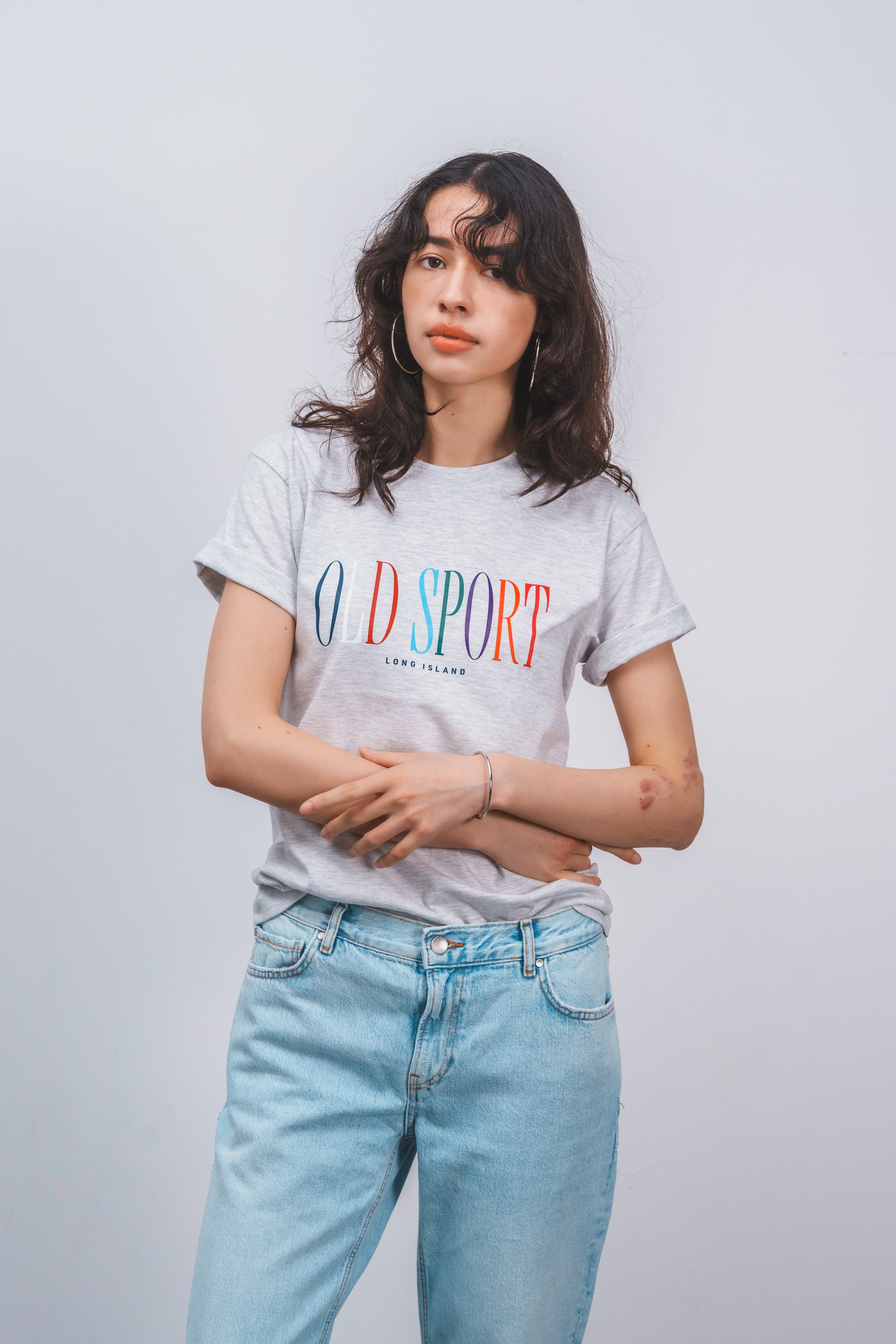 マルチロゴプリントTシャツ LGRAY