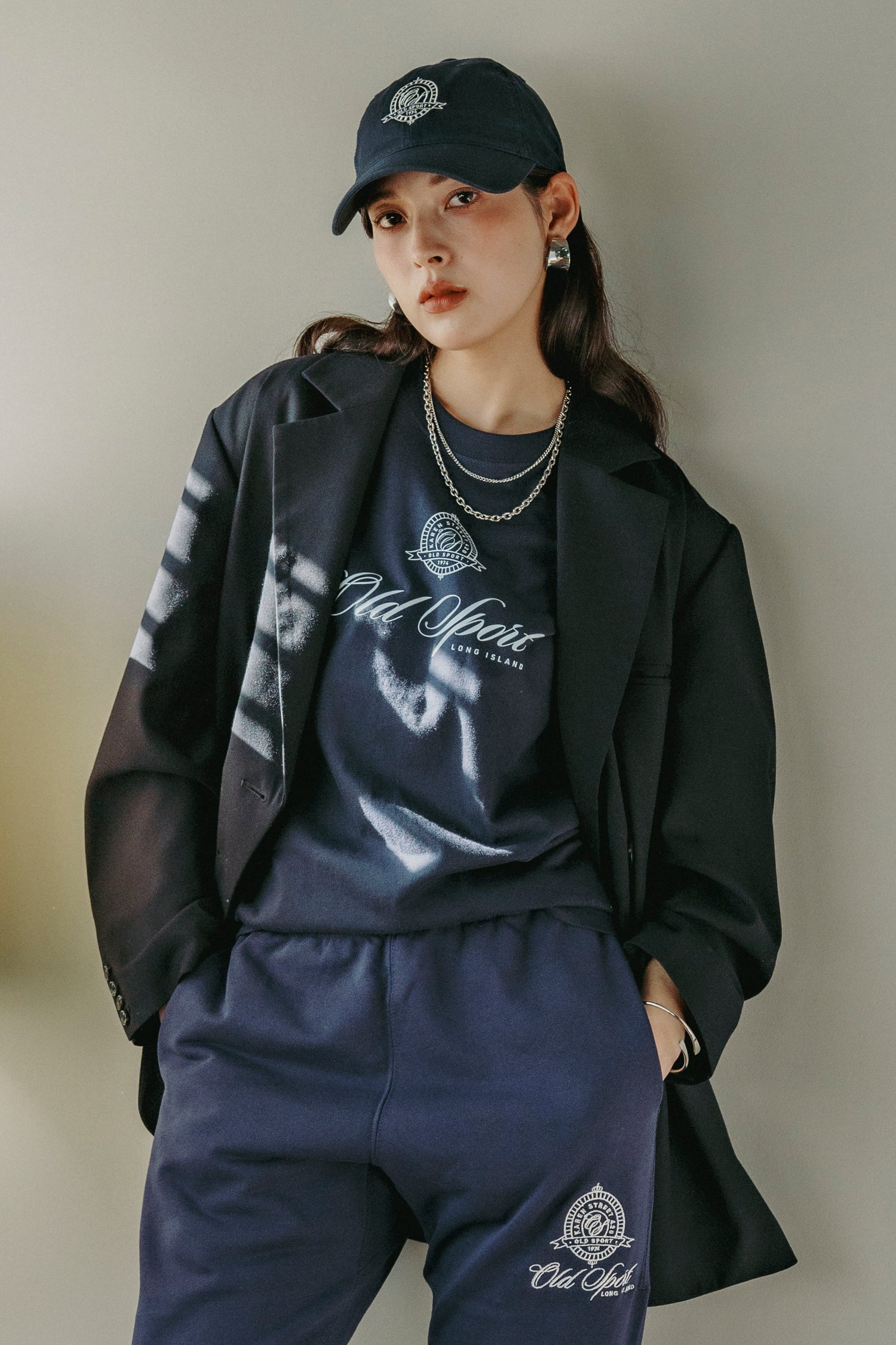 エンブレムスウェットパンツ　NAVY