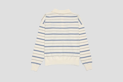 ＊Pre-Order＊　バーシティロゴ刺繍ボーダーニットポロ　WHITE