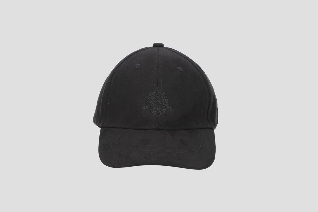 Faux Suede エンブレム刺繍キャップ　BLACK