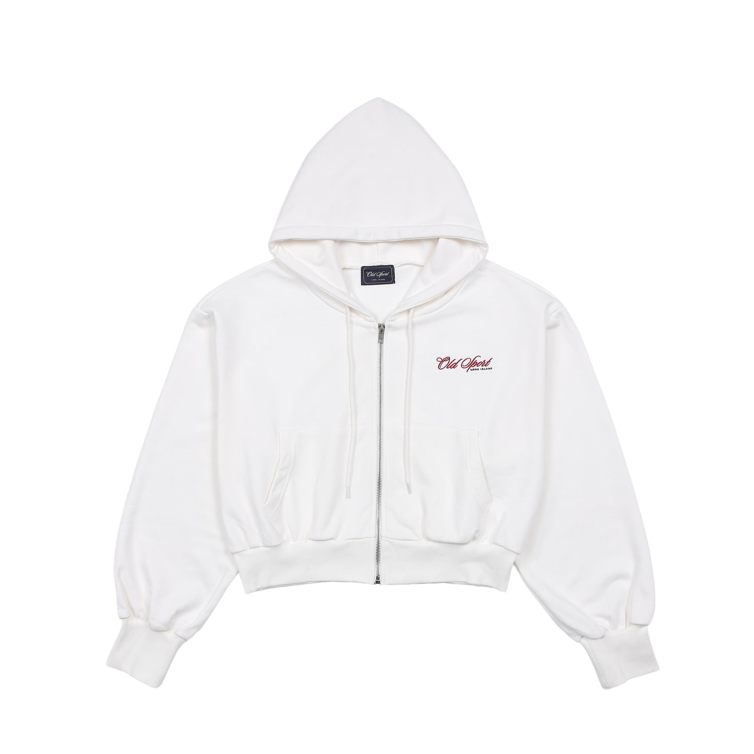 Old Sportロゴ刺繍ジップパーカー　WHITE