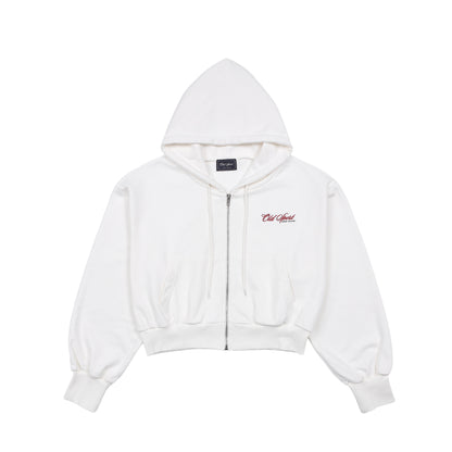 Old Sportロゴ刺繍ジップパーカー　WHITE