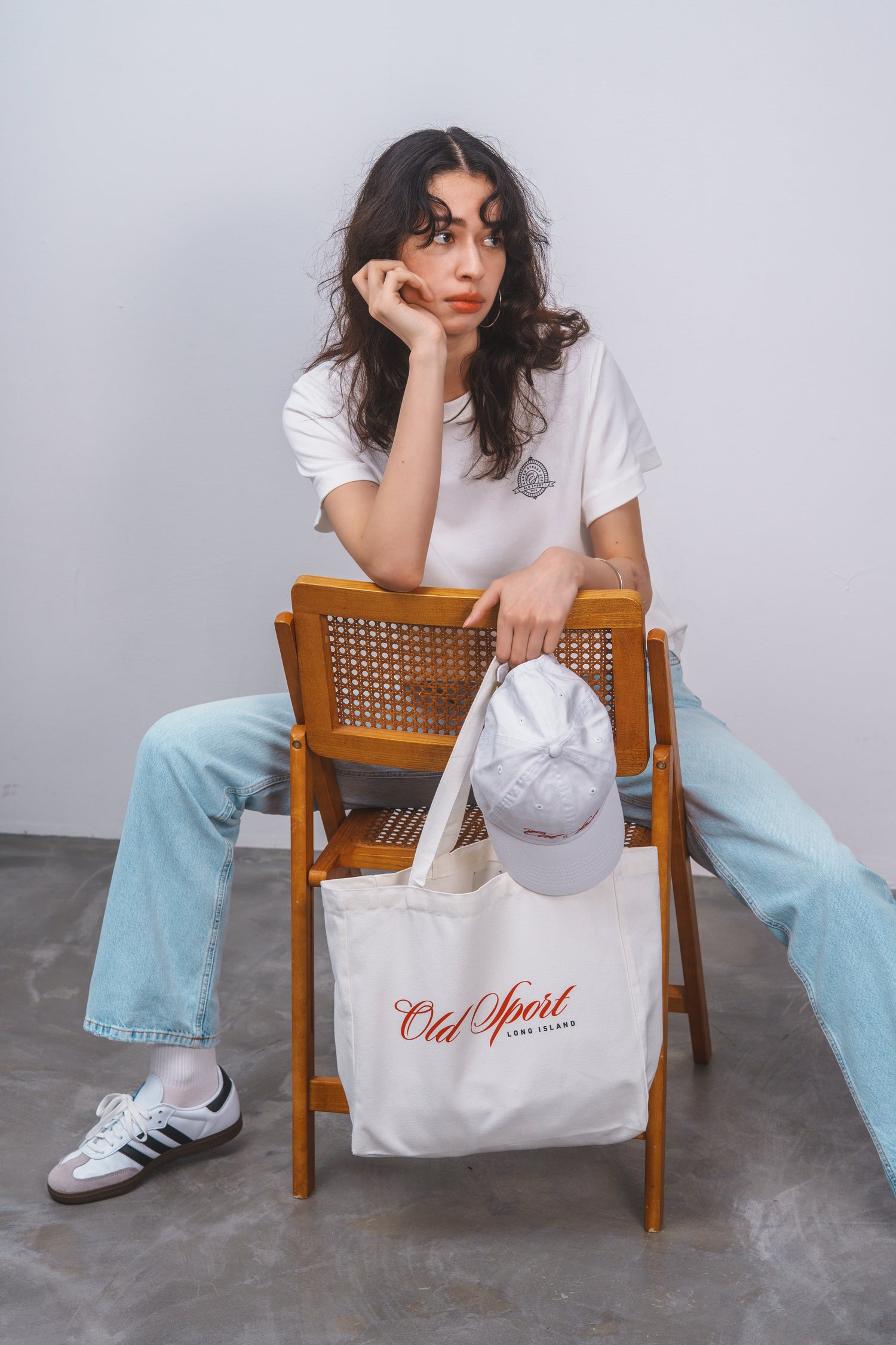 Old Sportロゴプリントトート　WHITE
