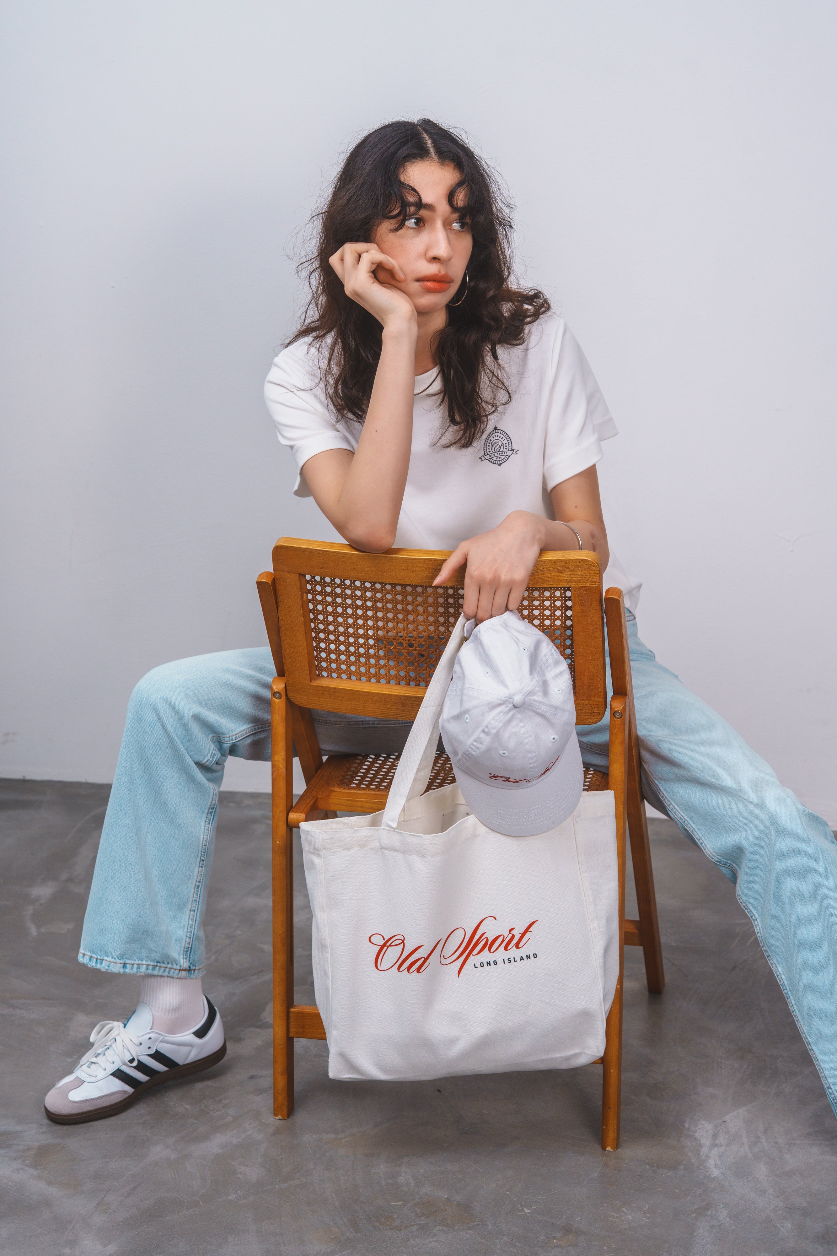 Old Sportロゴプリントトート　WHITE