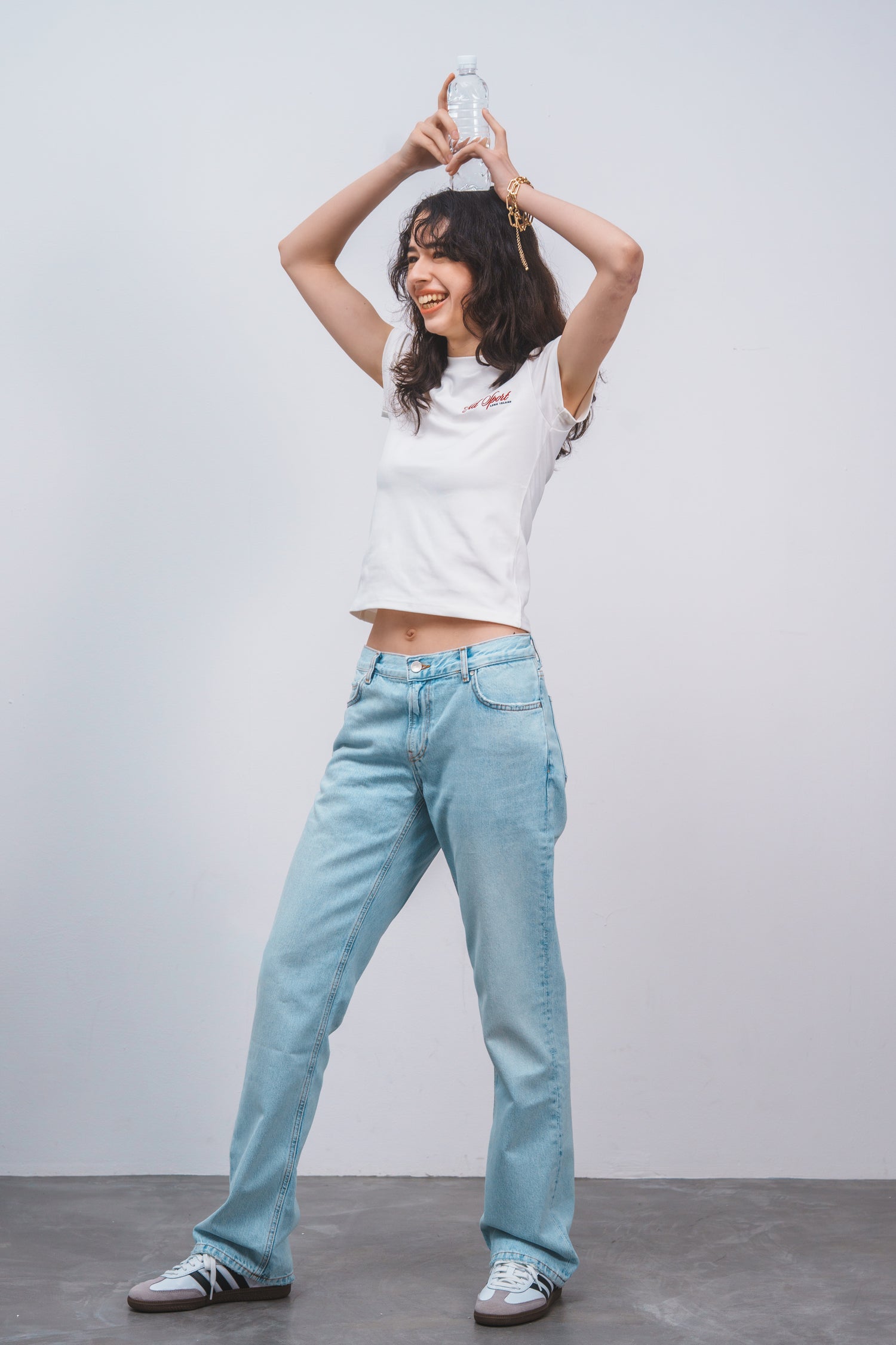 Old Sportロゴ刺繍Tシャツ　WHITE