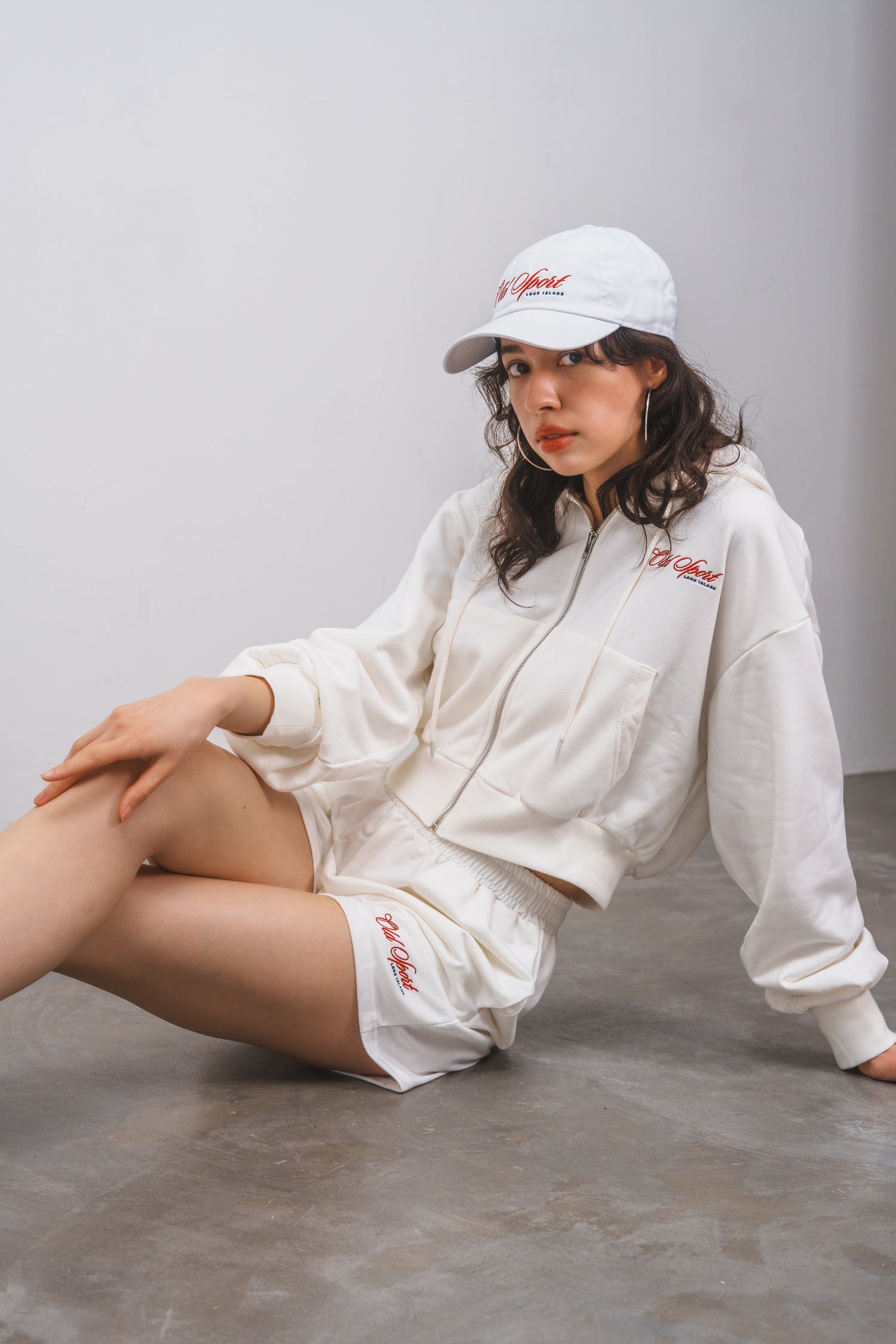 Old Sportロゴ刺繍ショートパンツ WHITE