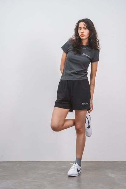 Old Sportロゴ刺繍ショートパンツ　BLACK