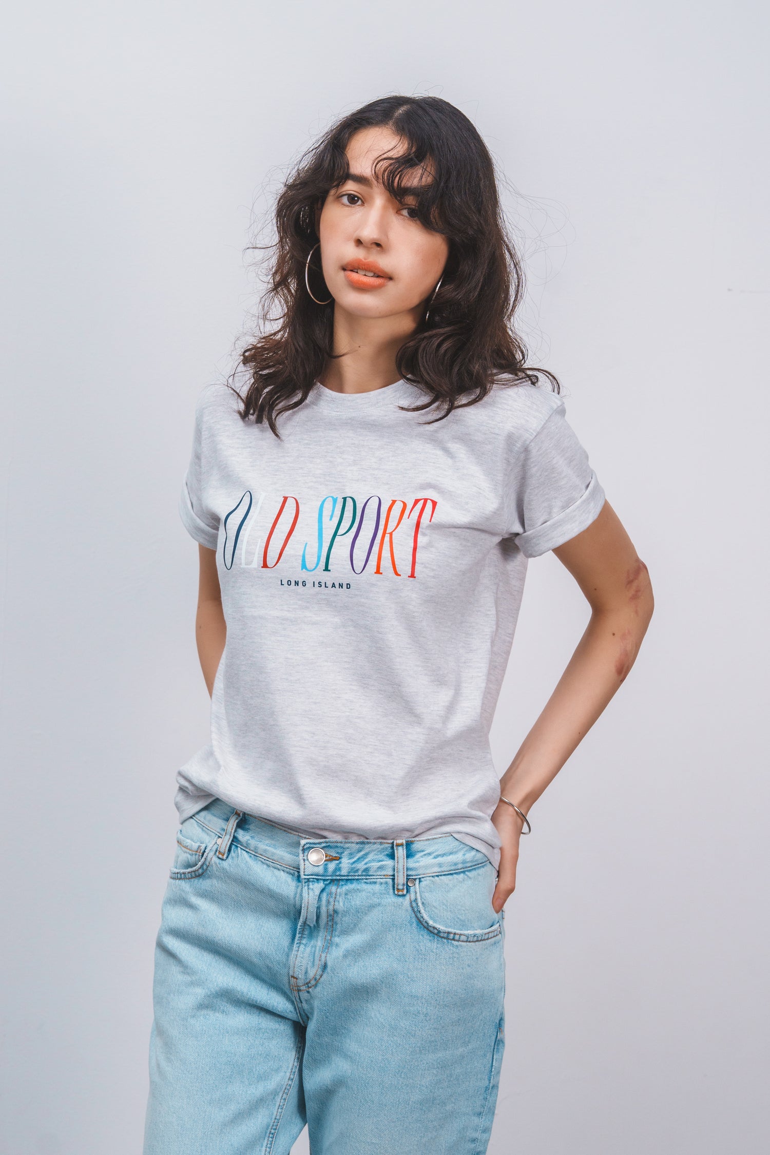 マルチロゴプリントTシャツ LGRAY