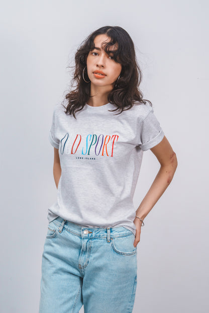 マルチロゴプリントTシャツ LGRAY