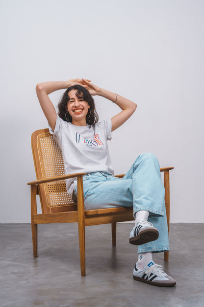 マルチロゴプリントTシャツ LGRAY