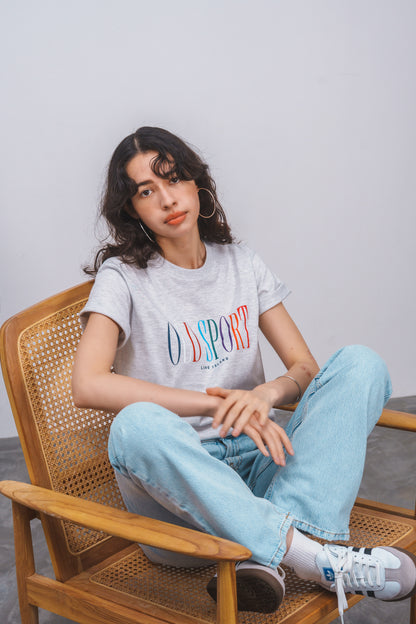 マルチロゴプリントTシャツ LGRAY