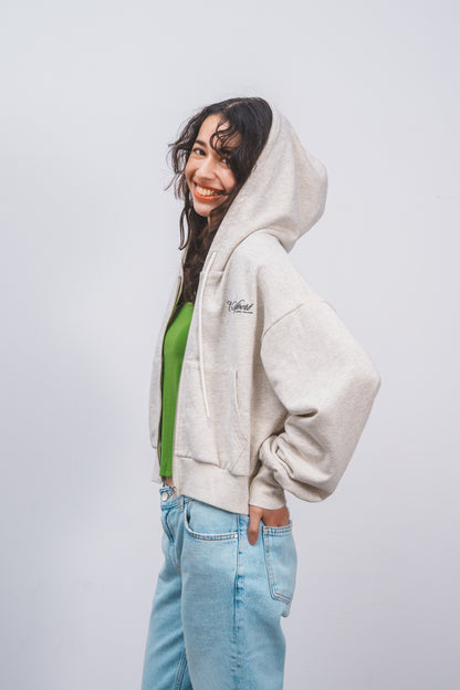 Old Sportロゴ刺繍ジップパーカー　LGRAY