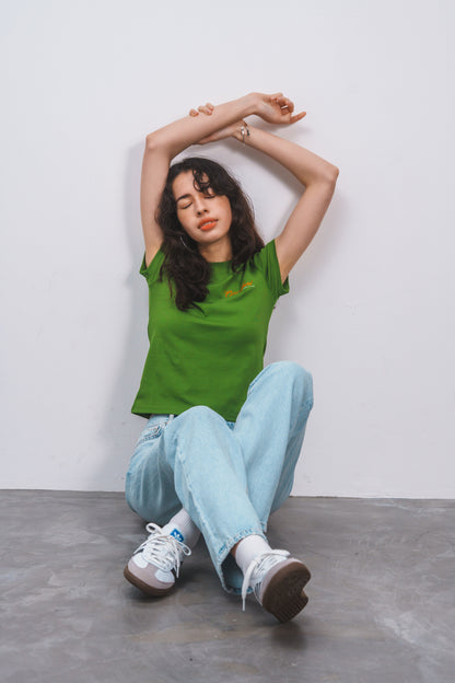Old Sportロゴ刺繍Tシャツ　GREEN